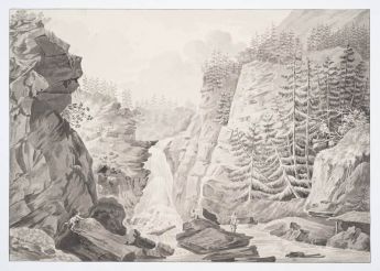 Landschaft mit Wasserfall