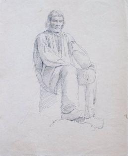 Figurenstudie sitzender alter Mann