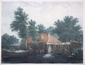 Radierung nach M. Hobbema, "Die Wassermühle"