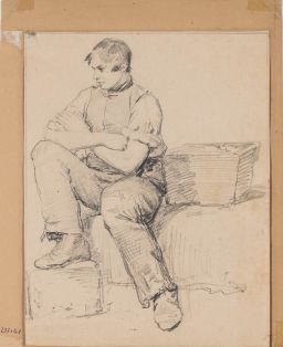 Sitzender junger Arbeiter