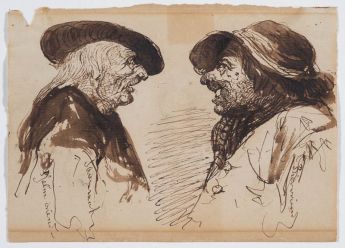 Skizze von zwei Männerköpfen im Profil