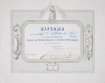 Diplom als verdienstvolles Mitglied für B.C. Koekkoek