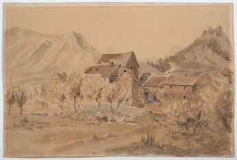 Häusergruppe in Felsenlandschaft