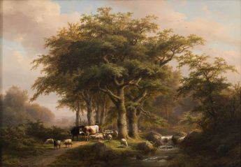 Heimziehende Herde im Wald