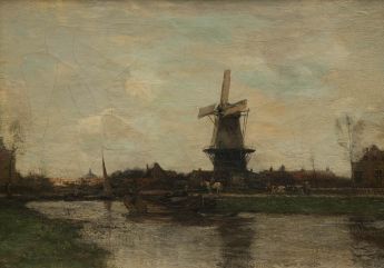 Polderlandschaft mit Mühle