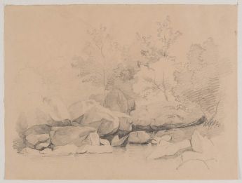 Felsblöcke am Rande eines Wassers