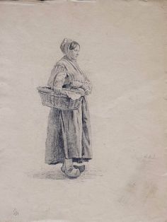 Figurenstudie stehende Wäscherin 