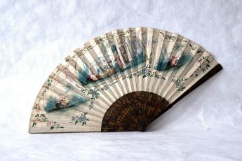 Fächer aus bemaltem Pergament und Schildpatt