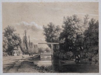 kleiner Fluss mit Zugbrücke