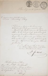 niederländisches Nachrichtschreiben zur Verleihung des Ritterordens des Ordens der Ehrenlegion (vgl. 1125, 1126, 1130)