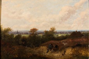 Rastende Jäger am Heiderand