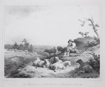 Landschaft mit Hirt und Schafen
