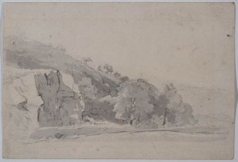 Bewaldeter Hang mit Felsen