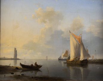 Flußmündung mit Schiffen