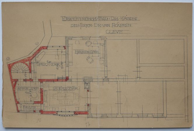 Plannungszeichnung zur Erweiterung Haus Koekkoek 1909