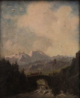 Berglandschaft mit Brücke