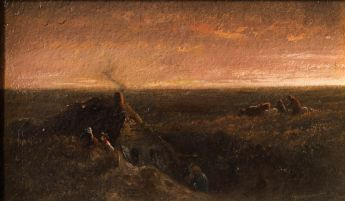 Abendlandschaft mit Bauernkate