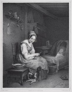 Interieurszene mit Mutter und Kind