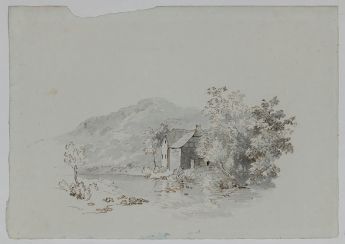 Haus am Rande eines Gebirgsbaches