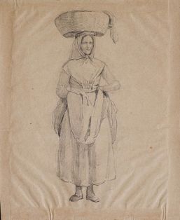 Figurenstudie stehende Wäscherin