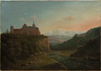 Landschaftsphantasie mit der Klever Schwanenburg