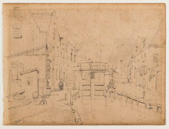 Kanal mit Schleuse in einem Fischerdorf