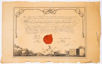 Urkunde für Mitgliedschaft der Freimauerloge Kleve