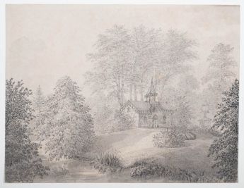 Eine Kapelle in einem bewaldeten Ort