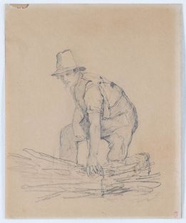 Kniender junger Bauer