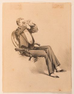 Sitzender Herr mit Fernrohr