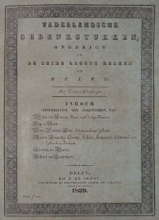 Buch: Vaderlandsche Gedenkstukken, opgerigt in de beide groote kerken te Delft