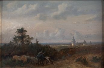 Landschaft mit die Türmen von Schloss Moyland